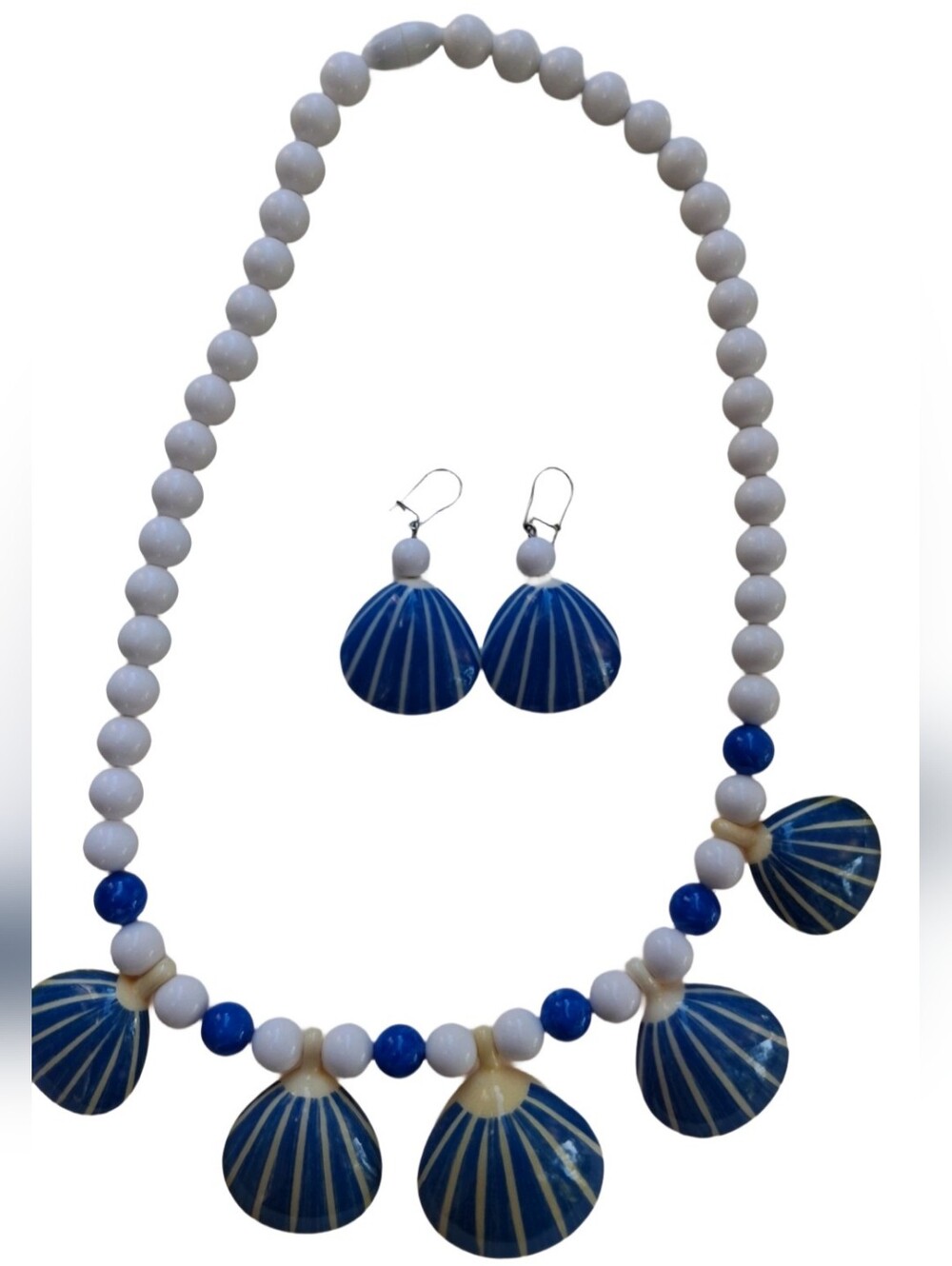 Vintage 1987 Avon Seashore Collection Nautical Shell Necklace & Earring Set